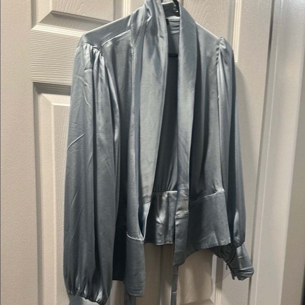 WHMB Long Sleeve Satin Wrap blouse